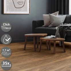 Ml-Design Revêtement de sol à clic en PVC 7,7m²/35 planches 122x18cm marron aspect chêne bois