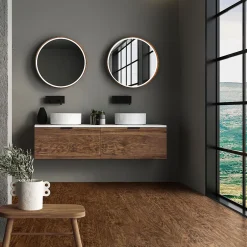 Ml-Design Revêtement de sol à clic en PVC 7,7 m² / 35 planches 122 x 18 cm marron aspect acacia