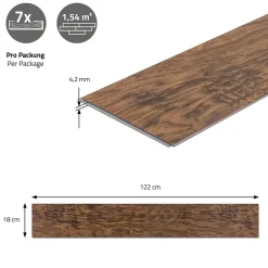Revêtement de sol à clic en PVC 6,16 m² / 28 planches 122 x 18 cm marron aspect acacia-Ml-Design Sale