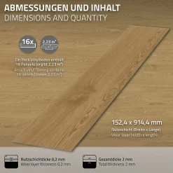Revêtement de sol autocollant en PVC 2,23m²/16 planches 91,5x15,3cm naturel aspect chêne-Ml-Design Discount