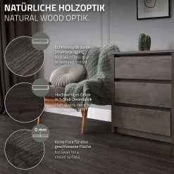 Revêtement de sol autocollant PVC 2,23m²/16 planches 91,5x15,3cm gris foncé aspect chêne-Ml-Design Outlet