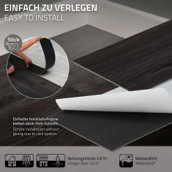 Revêtement de sol autocollant PVC 2,23m²/16 planches 91,5x15,3cm gris foncé aspect chêne-Ml-Design Outlet