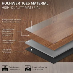 Revêtement de sol autocollant PVC 11,15m²/80 planches 91,5x15,3cm brun aspect chêne rouge-Ml-Design Online