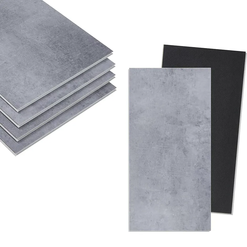 Revêtement de sol vinyle SPC à clipser Aldire 10 planches 1,86 m² gris effet béton-Neu.Holz Outlet