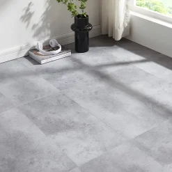 Revêtement de sol vinyle SPC à clipser Aldire 10 planches 1,86 m² gris effet béton-Neu.Holz Outlet