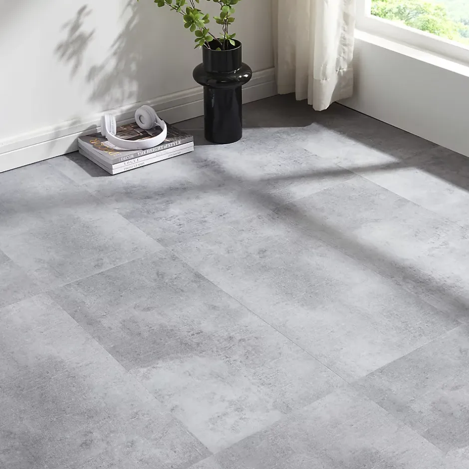 Revêtement de sol vinyle SPC à clipser Aldire 10 planches 1,86 m² gris effet béton-Neu.Holz Outlet