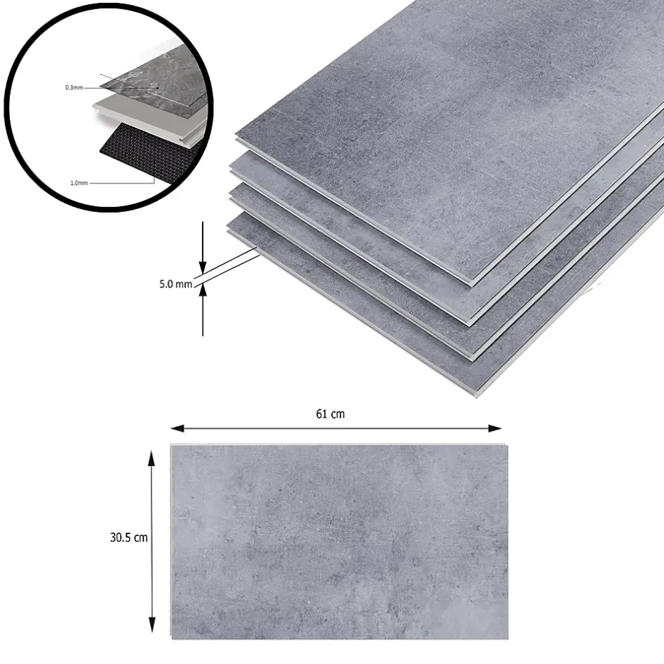 Revêtement de sol vinyle SPC à clipser Aldire 10 planches 1,86 m² gris effet béton-Neu.Holz Outlet