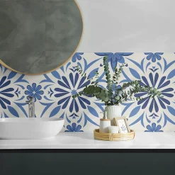 Wallfluent Revêtement Mural PVC 100x50 cm Motifs Végétaux En Carreaux 1 pièce