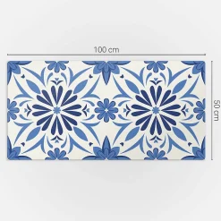 Wallfluent Revêtement Mural PVC 100x50 cm Motifs Végétaux En Carreaux 1 pièce