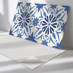 Wallfluent Revêtement Mural PVC 100x50 cm Motifs Végétaux En Carreaux 1 pièce