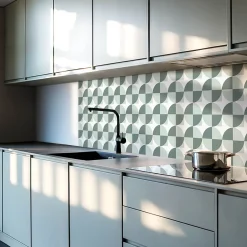 Wallfluent Revêtement Mural PVC 50x50 cm Géométrie Des Cercles Et Des Carrés 4 pièces