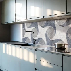 Wallfluent Revêtement Mural PVC 50x50 cm Motif De Mosaïque Abstrait 4 pièces