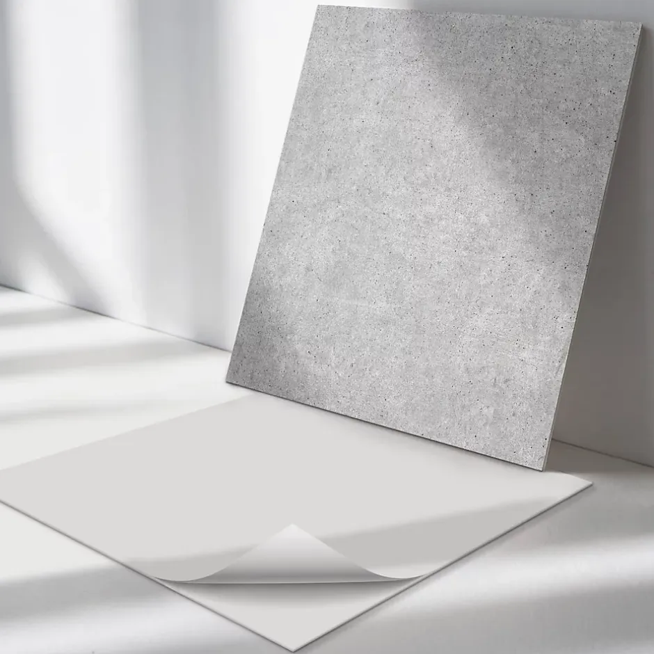 Wallfluent Revêtement Mural PVC 50x50 cm Texture Du Béton Brut 4 pièces