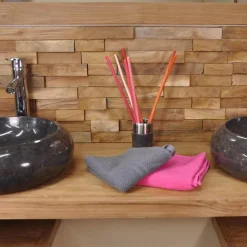 Revêtement parement en teck recyclé naturel barette 20cm x50cm-Wanda Collection Sale