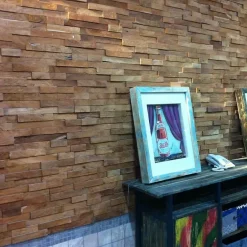 Revêtement parement en teck recyclé naturel barette 20cm x50cm-Wanda Collection Sale