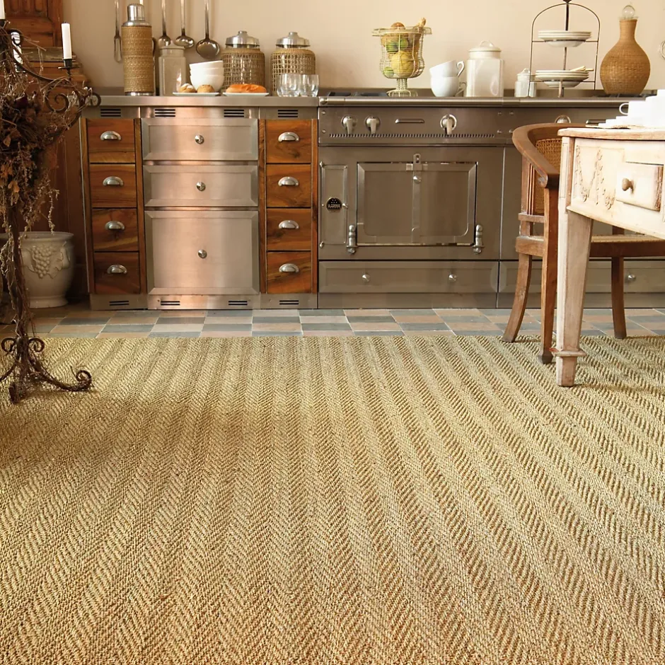 Revêtement sol Jonc mer sous-couche latex à chevrons 4m Balsan