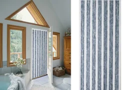 Morel Rideau de porte chenille Florence Gris Blanc - 120 x 220 cm -