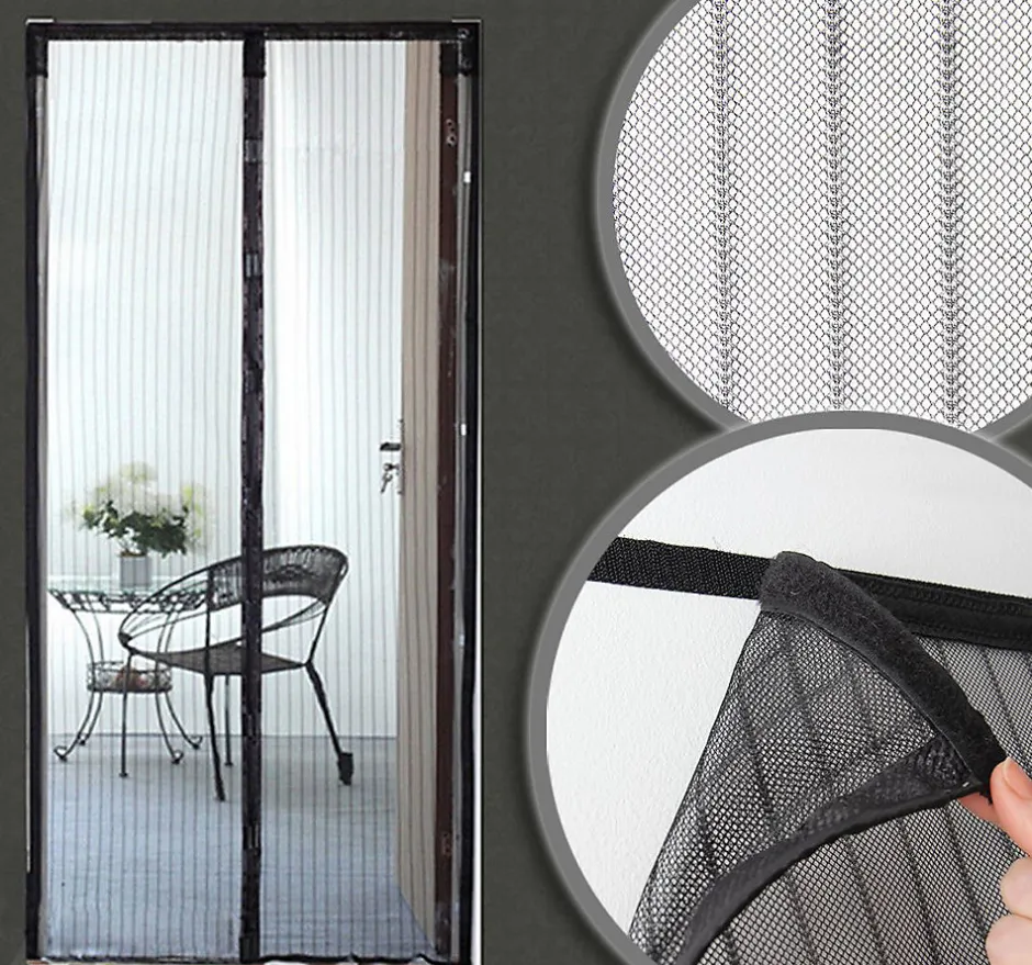 Rideau Moustiquaire aimanté - L100 x H215cm - Noir-Avosdim Hot