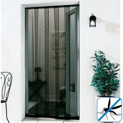 Rideau moustiquaire de porte en pvc gris 100 x h.220 cm-
