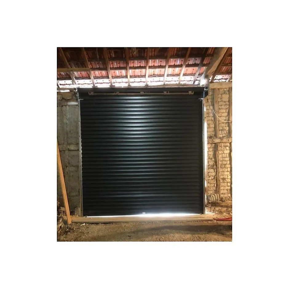 4M Rideau Métallique Gris RAL7016 Motorisé 220V Lames Pleines 7/10ème L3500 H2000 CLASSIC