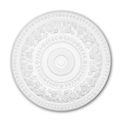 Profhome Rosace 156046 Élement décorative Élement pour plafond style Rococo-Baroque blanc diametre 86 cm