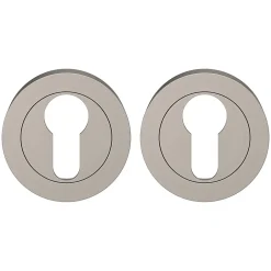 Rosace de fonction rond à visser cylindre Duod effet nickel satin gris Ø50mm-GoodHome Best
