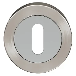 GoodHome Rosace de fonction rond à visser à serrure Duod Zamac effet chrome et nickel satin gris Ø52mm