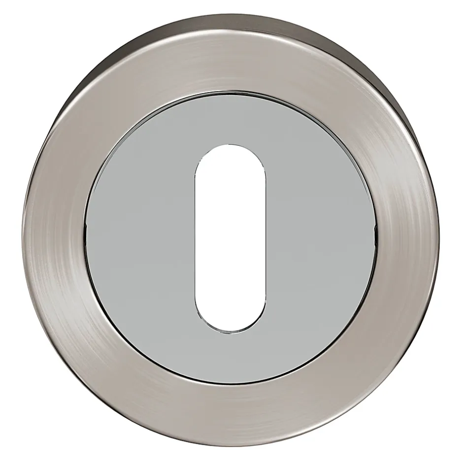 GoodHome Rosace de fonction rond à visser à serrure Duod Zamac effet chrome et nickel satin gris Ø52mm