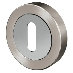 GoodHome Rosace de fonction rond à visser à serrure Duod Zamac effet chrome et nickel satin gris Ø52mm