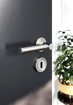 GoodHome Rosace de fonction rond à visser à serrure Duod Zamac effet chrome et nickel satin gris Ø52mm