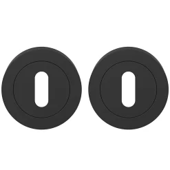 GoodHome Rosace de fonction rond à visser à serrure Duod mat noir Ø50mm