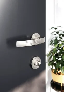 GoodHome Rosace de fonction rond à visser à condamnation Duod essential effet nickel satin gris Ø50mm