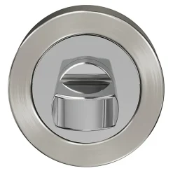 Rosace de fonction rond à visser à condamnation Duod Zamac effet chrome et nickel satin gris Ø52mm-GoodHome