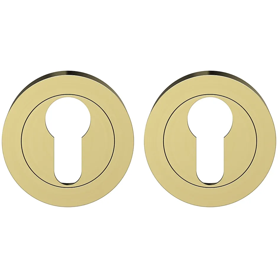 Rosace de fonction rond à visser Duod effet laiton satin or Ø50mm-GoodHome Clearance