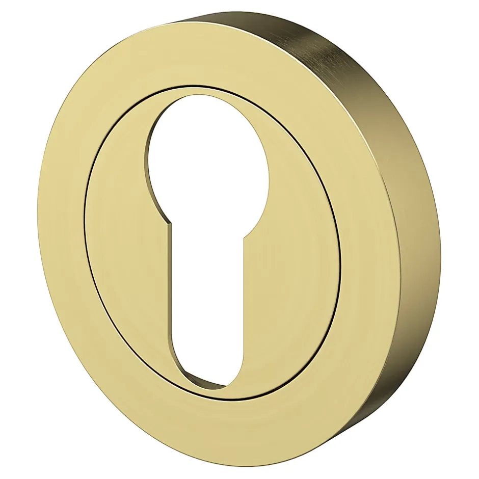 Rosace de fonction rond à visser Duod effet laiton satin or Ø50mm-GoodHome Clearance