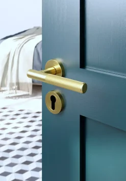 Rosace de fonction rond à visser Duod effet laiton satin or Ø50mm-GoodHome Clearance