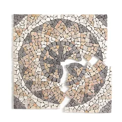 Pegane Rosace de plafond (Boite de 1m²) en marbre et travertin multicolore - 80 x 80 cm