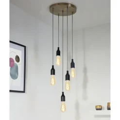 Rosace plafond ronde métal bronze 5 sorties pour câble 7 mm --Girard Sudron New