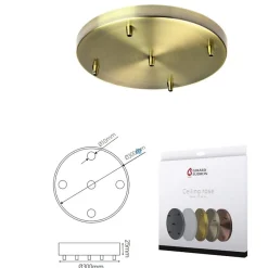 Rosace plafond ronde métal bronze 5 sorties pour câble 7 mm --Girard Sudron New