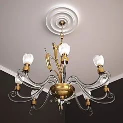 Profhome Rosace 156014 Élement décorative Élement pour plafond diametre 34 cm