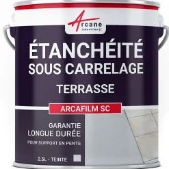 Résine d'étancheite sous carrelage extérieur pour support avec pente - ARCAFILM SC Gris - 2.5 L --Arcane Industries Outlet