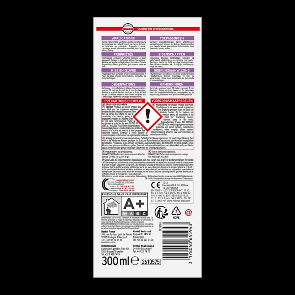 Henkel RUBSON Mastic ST5 sanitaire multi-usages - Cartouche de 280 ml - Multi usage - BEIGE