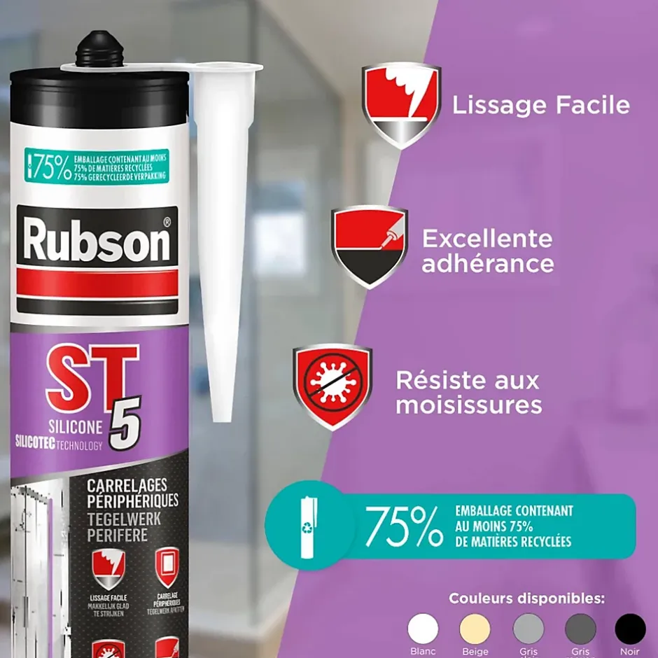 Henkel RUBSON Mastic ST5 sanitaire multi-usages - Cartouche de 280 ml - Multi usage - BEIGE