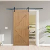 porte coulissante complète en bois - 102x215cm - porte de grange oak - chêne - système ouvert noir-Schulte New