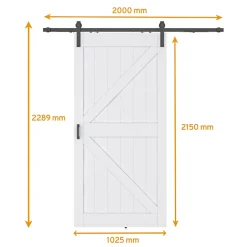 porte coulissante complète en bois - 102x215cm - porte de grange - chêne - oak blanc - système ouvert noir-Schulte Clearance