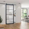 Schulte porte coulissante complète - verre - 90x215cm - décor industriel noir - système ouvert-double softclose