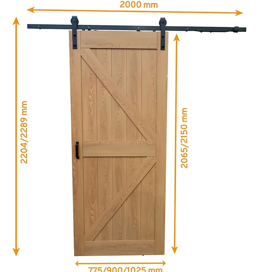 porte coulissante complète - 90x215 cm - décor bois chêne - Système en applique-Schulte