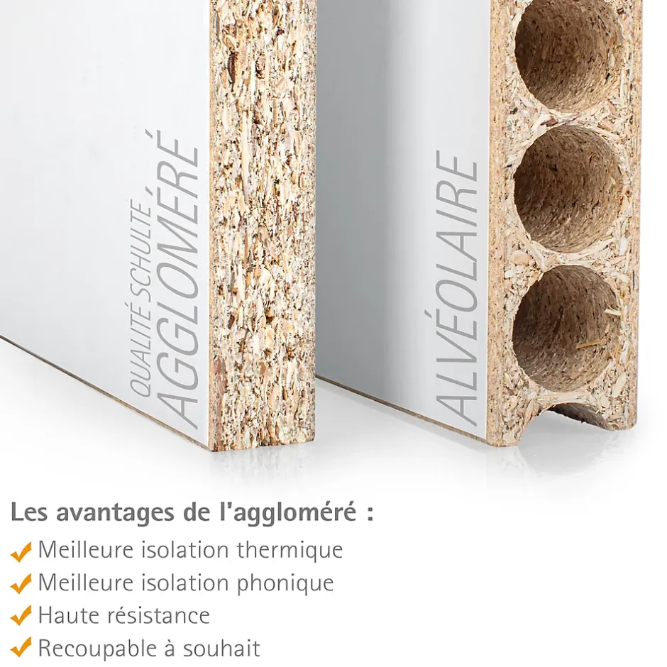 porte coulissante complète bois -102x220cm - bois blanc - poignée cuvette ronde + double softclose-Schulte Outlet