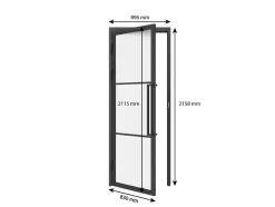 Porte intérieure en verre - 83 x 211 cm- atelier - transparent - 3 rayures - gauche-Schulte Discount