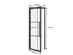 porte intérieure loft en verre - 93x204 atelier - noir mat - transparent - verrière - 3 vitrages - charnière gauche-Schulte Hot